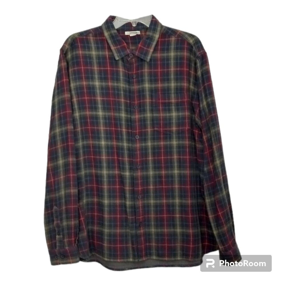 Carbon 2 Cobalt Shirt Men's Lg Plaid Long Sleeve Button Down Lumberjack Camp Dad